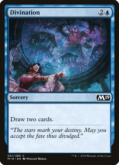 2018 Magic: The Gathering: Core Set 2019 (M19) - Divination (#51, Common) (, Moderately Played)