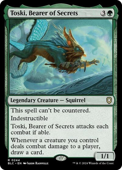 2024 Magic: The Gathering: Commander: Bloomburrow (BLC) - Toski, Bearer of Secrets (#244, Rare) (, Near Mint)