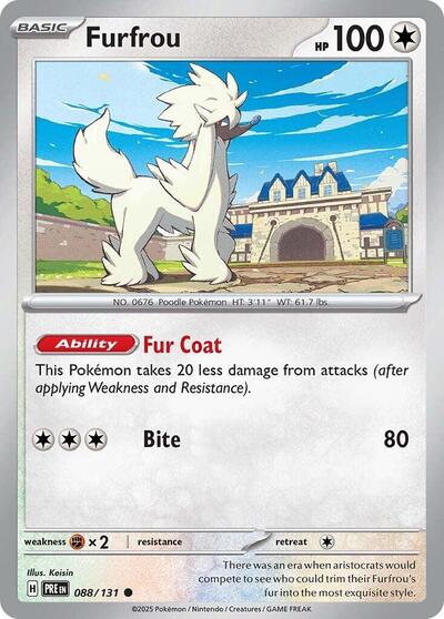2025 Pokemon: SV: Prismatic Evolutions (PRE) - Furfrou (#088/131, Common) (, Near Mint)