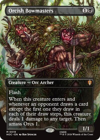 2026 Magic: The Gathering: The Hobbit: Eternal-Legal (HOC) - Orcish Bowmasters (Borderless) (#19, Mythic Rare) (Foil, Moderately Played)