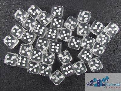 Chessexwhite Dice 12mm white and clear