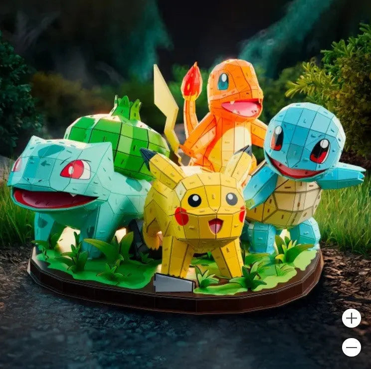 Pokemon 4D Build Puzzle Kit — Kanto Starter 4-Pack