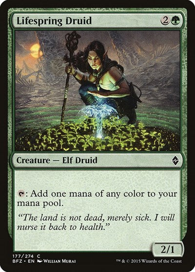 2015 Magic: The Gathering: Battle for Zendikar (BFZ) - Lifespring Druid (#177, Common) (, Lightly Played)