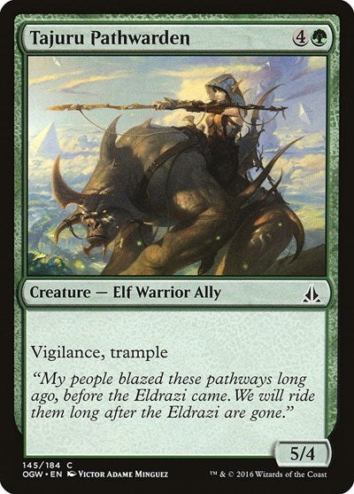 2016 Magic: The Gathering: Oath of the Gatewatch (OGW) - Tajuru Pathwarden (#145, Common) (, Moderately Played)