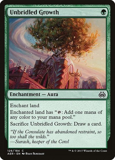 2017 Magic: The Gathering: Aether Revolt (AER) - Unbridled Growth (#126, Common) (, Near Mint)