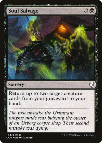 2018 Magic: The Gathering: Dominaria (DOM) - Soul Salvage (#104, Common) (, Moderately Played)