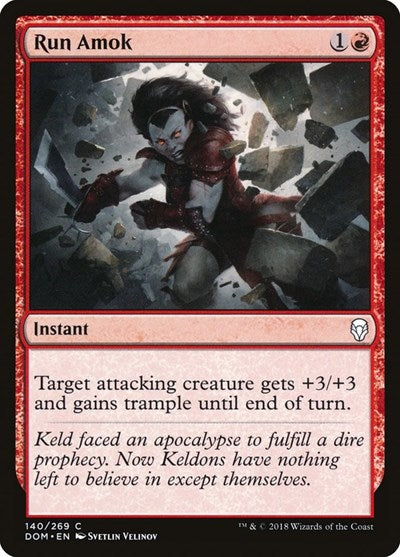 2018 Magic: The Gathering: Dominaria (DOM) - Run Amok (#140, Common) (, Moderately Played)