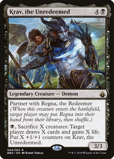 2018 Magic: The Gathering: Battlebond (BBD) - Krav the Unredeemed (#4, Rare) (, Moderately Played)