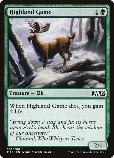2018 Magic: The Gathering: Core Set 2019 (M19) - Highland Game (#188, Common) (, Near Mint)