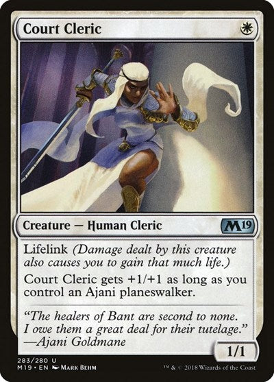 2018 Magic: The Gathering: Core Set 2019 (M19) - Court Cleric (#283, Uncommon) (, Lightly Played)