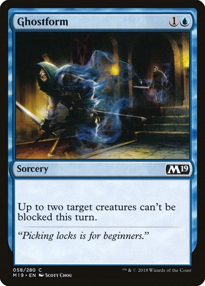 2018 Magic: The Gathering: Core Set 2019 (M19) - Ghostform (#58, Common) (, Moderately Played)