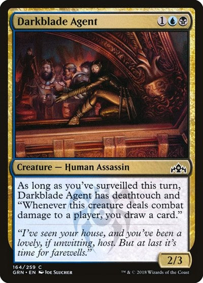 2018 Magic: The Gathering: Guilds of Ravnica (GRN) - Darkblade Agent (#164, Common) (, Moderately Played)