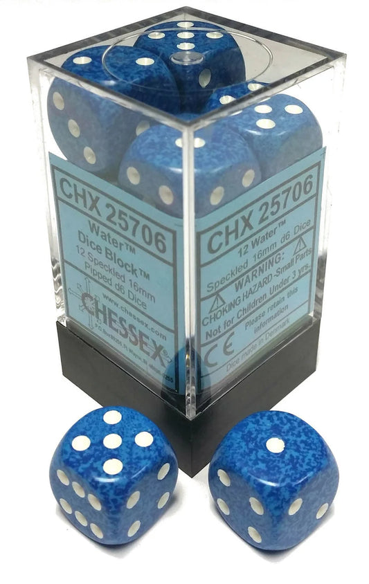 16mm D6 Dice Block (12) - Speckled Water