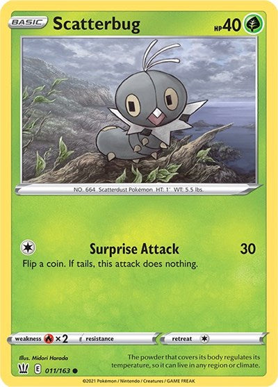 2021 Pokemon: SWSH05: Battle Styles (SWSH05) - Scatterbug (#011/163, Common) (, Near Mint)