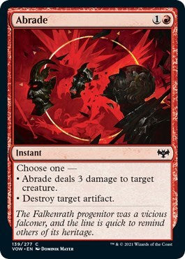 2021 Magic: The Gathering: Innistrad: Crimson Vow (VOW) - Abrade (#139, Common) (, Lightly Played)