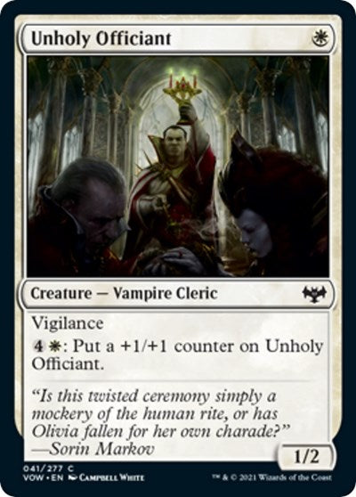 2021 Magic: The Gathering: Innistrad: Crimson Vow (VOW) - Unholy Officiant (#41, Common) (, Lightly Played)