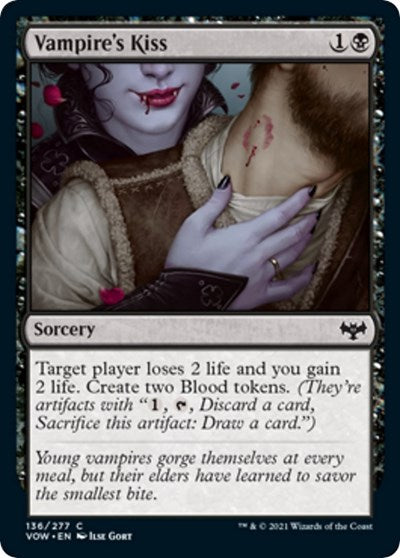 2021 Magic: The Gathering: Innistrad: Crimson Vow (VOW) - Vampire's Kiss (#136, Common) (, Near Mint)