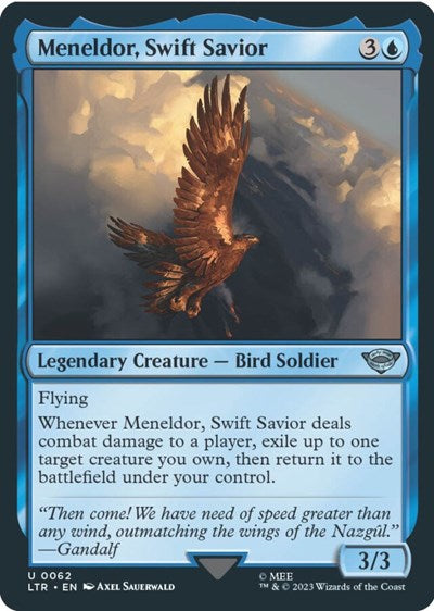 2023 Magic: The Gathering: Universes Beyond: The Lord of the Rings: Tales of Middle-earth (LTR) - Meneldor, Swift Savior (#62, Uncommon) (, Near Mint)