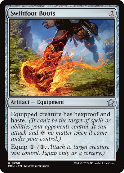 2024 Magic: The Gathering: Foundations (FDN) - Swiftfoot Boots (#258, Uncommon) (, Near Mint)