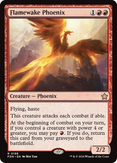2024 Magic: The Gathering: Foundations (FDN) - Flamewake Phoenix (#198, Rare) (, Lightly Played)