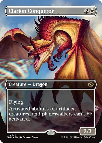 2025 Magic: The Gathering: Tarkir: Dragonstorm (TDM) - Clarion Conqueror (Borderless) (#377, Rare) (, Near Mint)