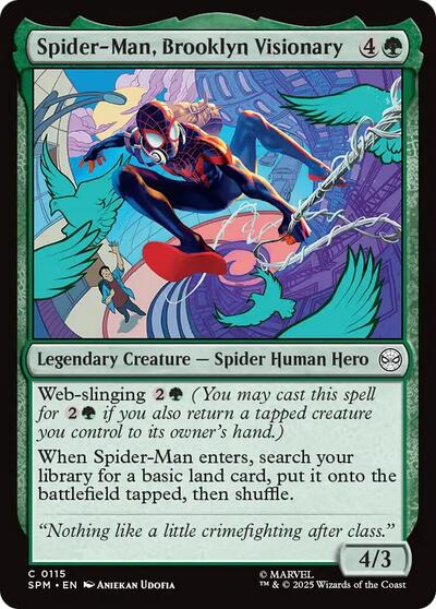 2025 Magic: The Gathering: Marvel's Spider-Man (SPM) - Spider-Man, Brooklyn Visionary (#115, Common) (, Near Mint)