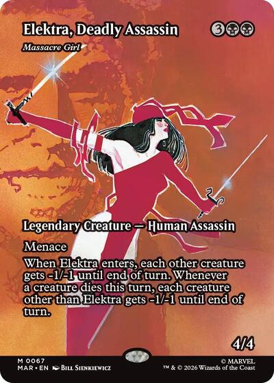 2025 Magic: The Gathering: Marvel Universe Eternal-Legal (MAR) - Elektra, Deadly Assassin - Massacre Girl (Borderless) (#67, Mythic Rare) (, Near Mint)