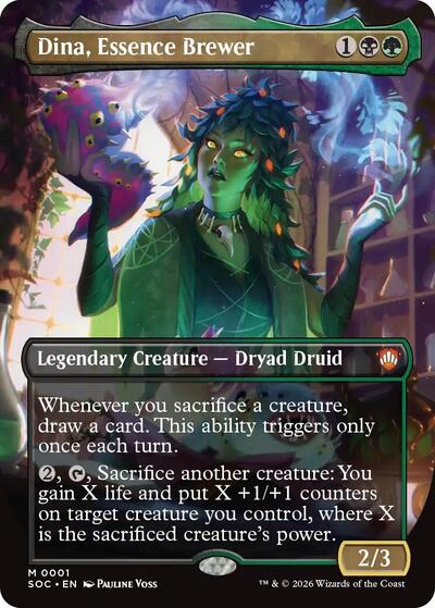 2026 Magic: The Gathering: Commander: Secrets of Strixhaven (SOC) - Dina, Essence Brewer (Borderless) (#1, Mythic Rare) (Foil, Near Mint)