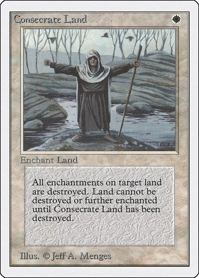 1993 Magic: The Gathering: Unlimited Edition (2ED) - Consecrate Land (#15, Uncommon) (, Damaged)