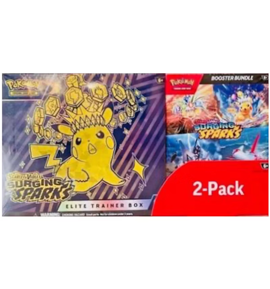 Pokemon Surging Sparks 2-Pack Trainer Box and Booster Bundle