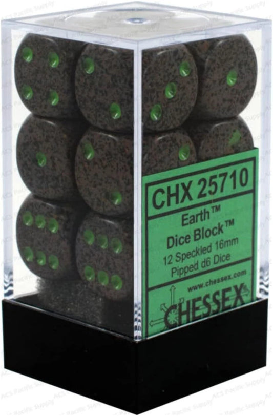 16mm D6 Dice Block (12) - Speckled Earth